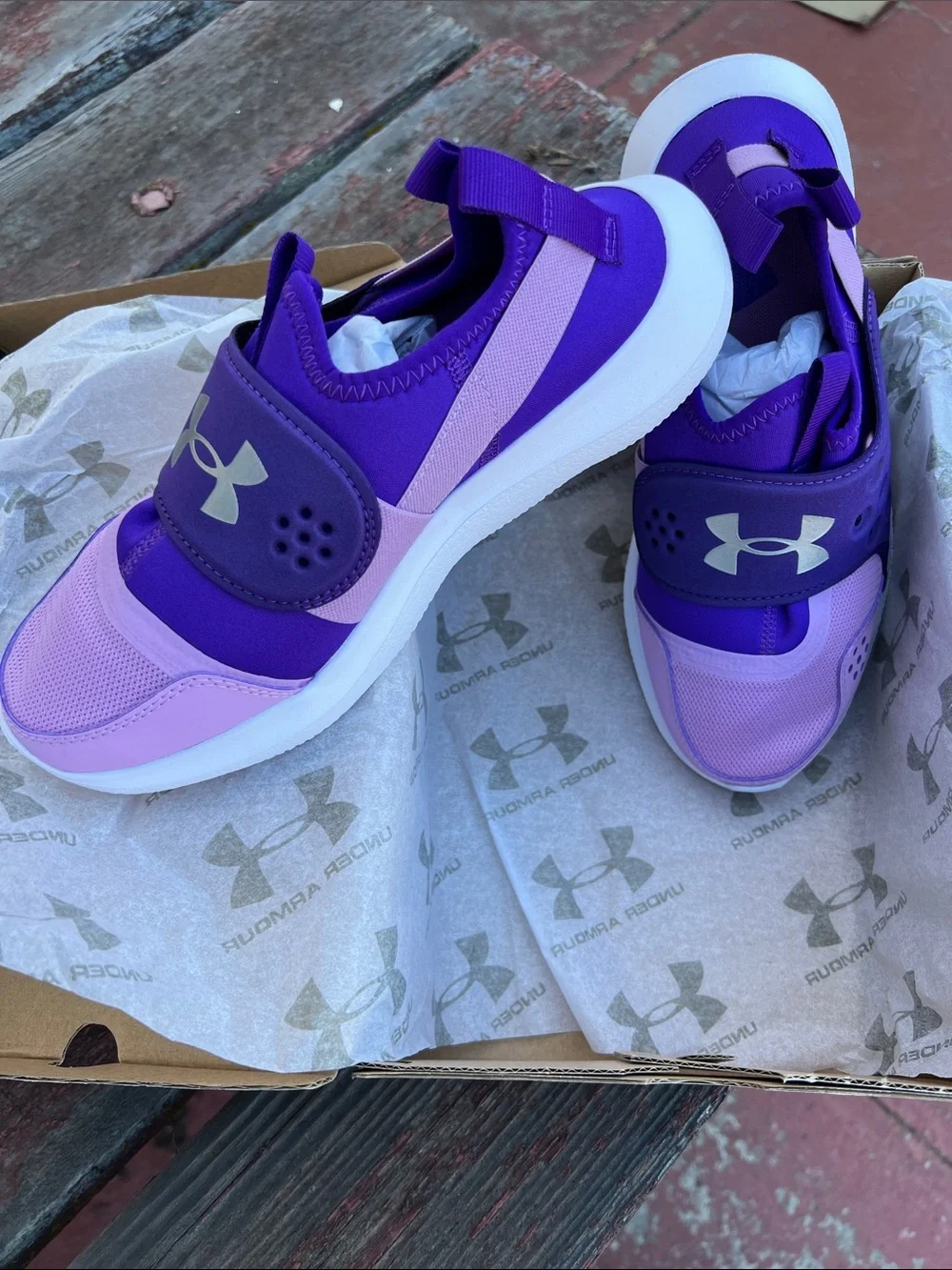 Under Armour Kids Purple & Light Purple Slip-On Athletic Shoes